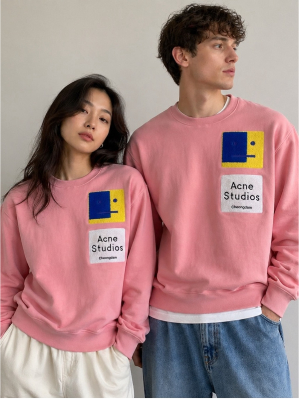Acne Studios Pink Logo Patch Sweatshirt Oversized Crewneck Large